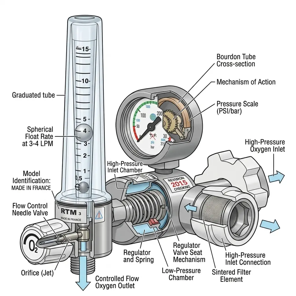 Flujómetro y regulador de gases