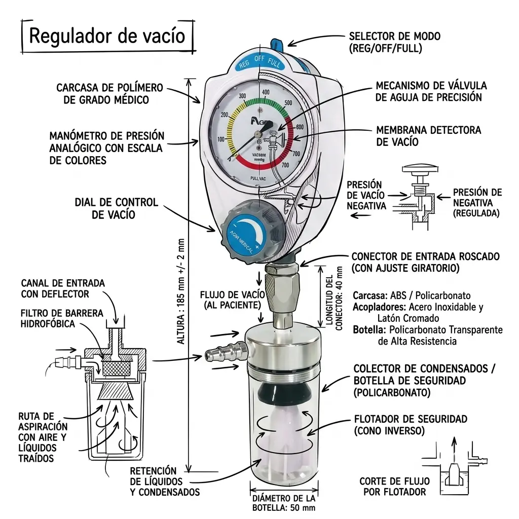 Regulador de vacío médico